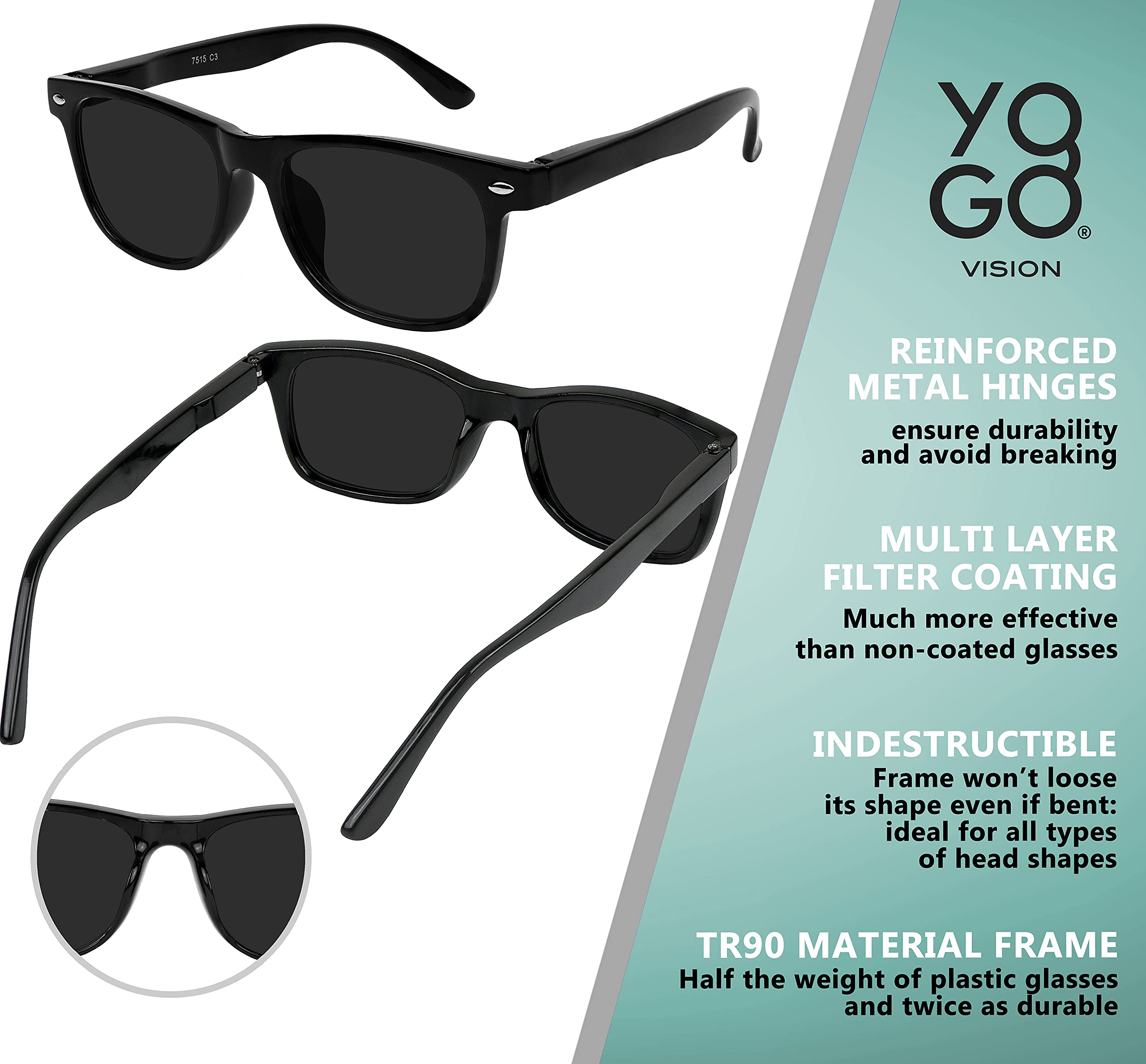 Yogo Vision Kids Sunglasses Polarized Frame Sunglasses for Kids Boys Girls (3 Pack Age 3-10)