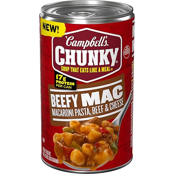 CAMPBELL’S CHUNKY BEEFY MAC SOUP, 18.8 OZ CAN