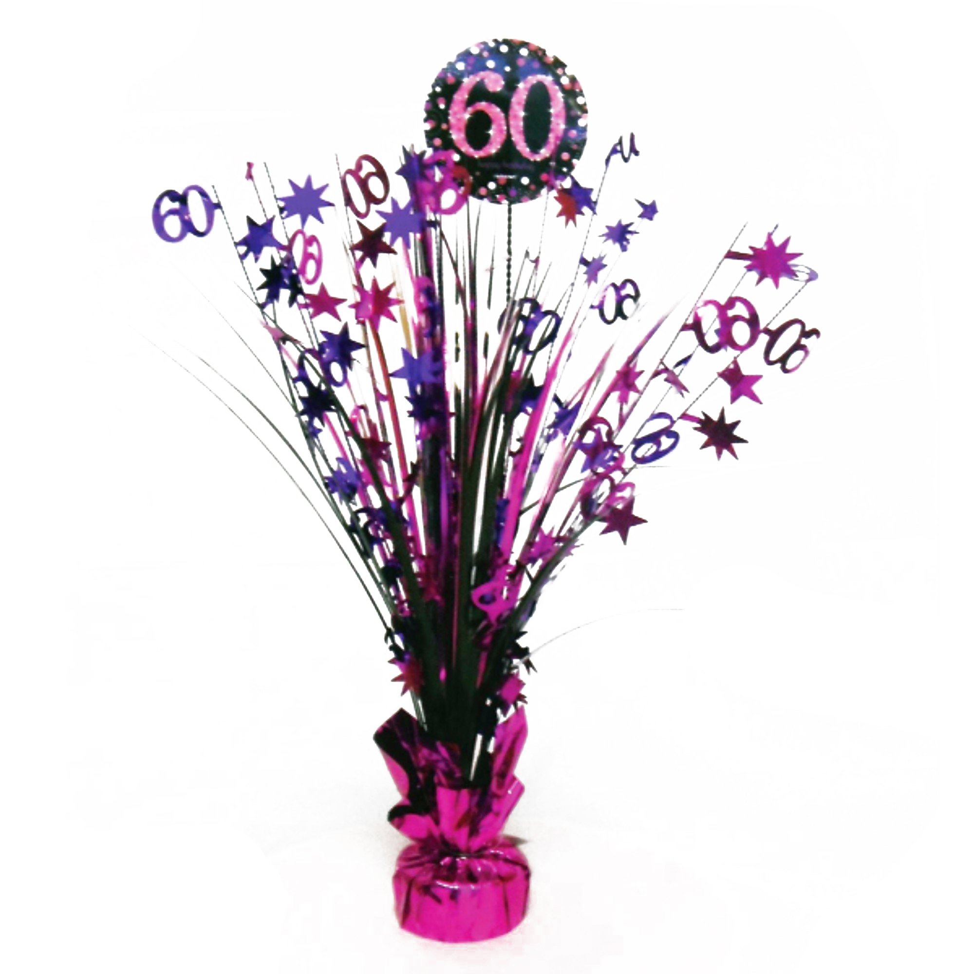 Amscan 9900615 - Pink Sparkling Celebration 60th Birthday Foil Spray Centrepiece and Balloon Weight - 45 cm