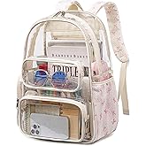 BTOOP Clear Backpack Heavy Duty Transparent Backpack 17" See Through Bookbag for College Work Festival Security with Padded Strap Large Capacity