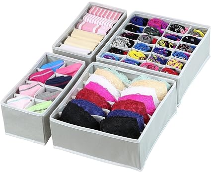 Styleys Fabric Rectangular Shaped Drawer Organizer Standard Grey