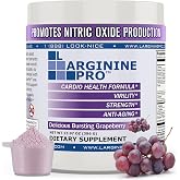 L-Arginine Pro 5,500mg L Arginine + 1,100mg Citrulline | Nitric Oxide Booster |Supports Pre Workout Energy, Blood Flow &amp; Circulation, Grape (30 Servings)