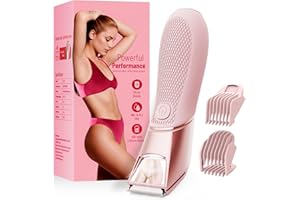 LGTGH Bikini Trimmer for Women with Mirror & LED Light, Ceramic Blades & Travel Lock - Body Groomer IPX7 Waterproof Use for Legs/Arm/Underarm - Baby Pink