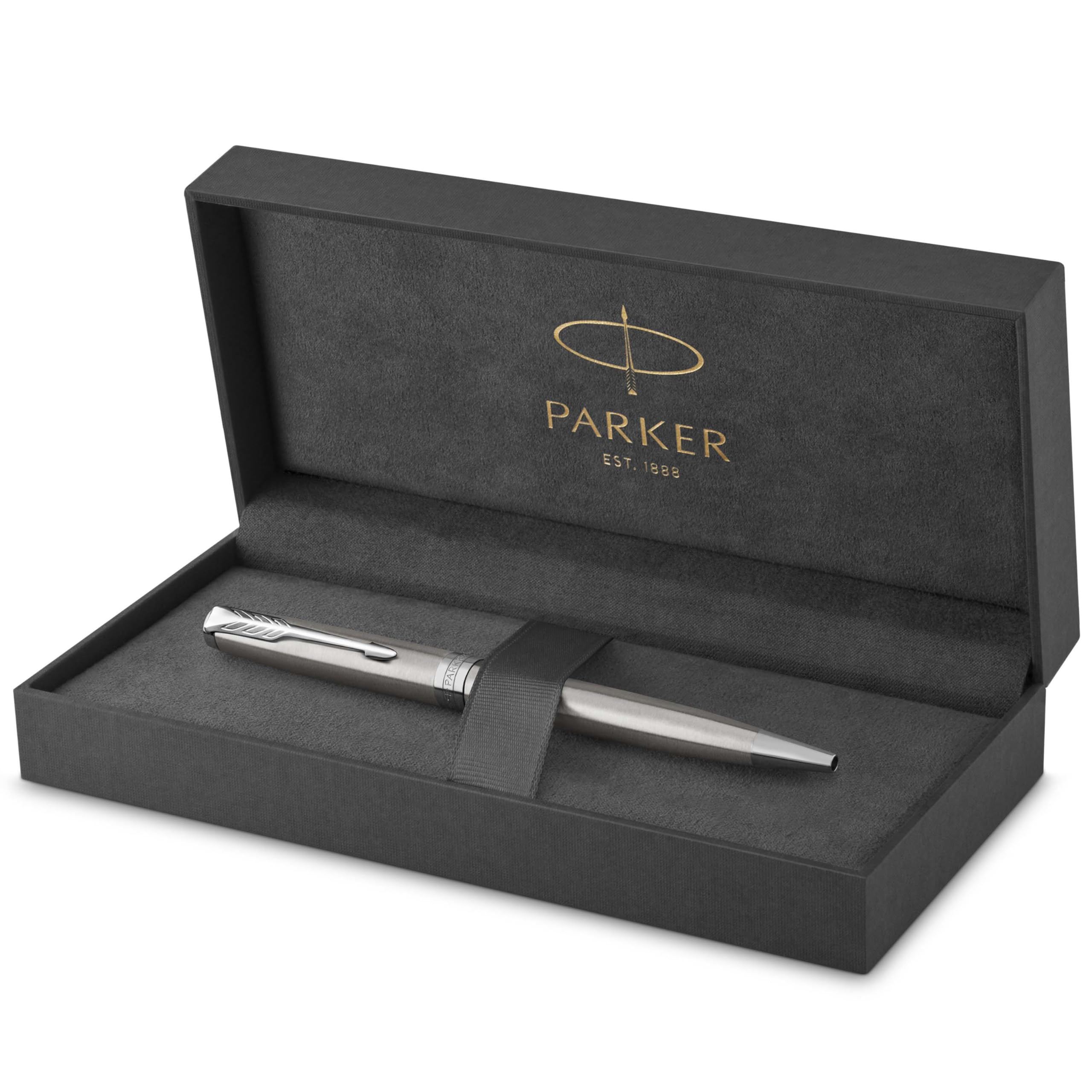 Parker Sonnet Ballpoint Pen | Stainless Steel with Palladium Trim | Medium Point Black Ink | Gift Box