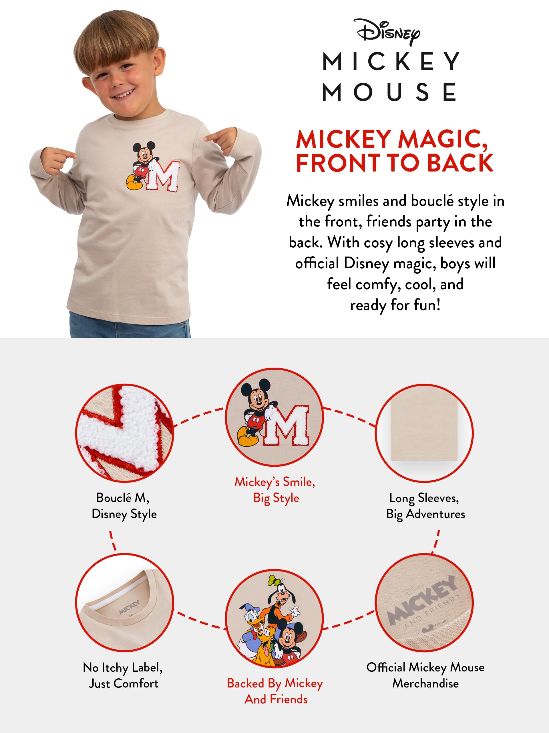 Disney Boys Mickey Mouse Shirt, Goofy, Pluto and Donald Duck Shirt, Mickey Mouse Clothes for Boys