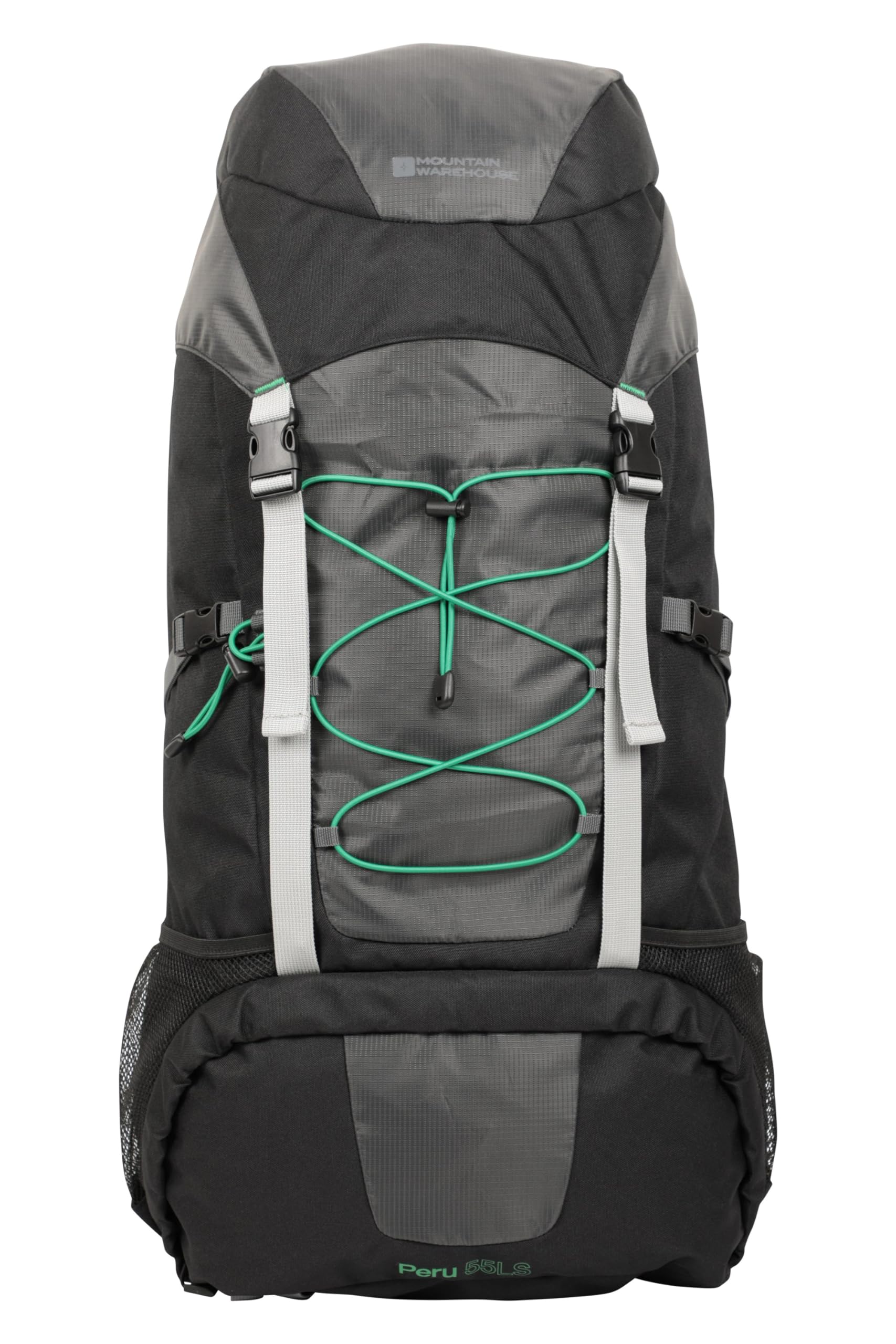 Mountain Warehouse Peru 55L Backpack - Compression, Rain Cover Travel Bag - For Camping, Hiking Charcoal