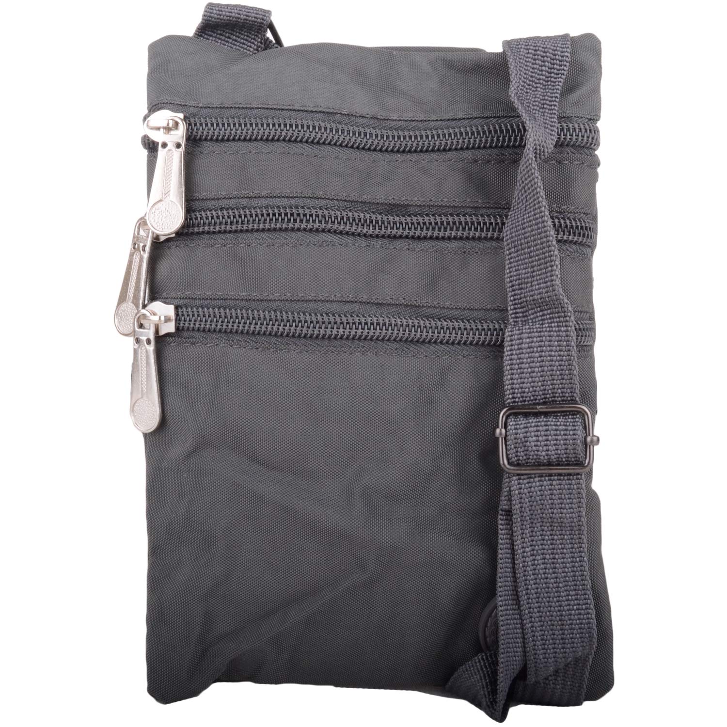 Ladies/Womens Crinkled Nylon Small Cross Body/Shoulder Bag/Pouch/Money Holder (Grey)