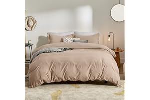 XTREAM FABRIC 100% Natural Cotton Duvet Cover, 1 Piece Soft Duvet Cover With Zipper Closure & Corner Ties, 800 Thread Count Solid Color Pattern Duvet Cover King/California King Size (No Comforter) Taupe