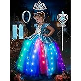 BLINGCOS Princess Dress Up for Girls, RGB LED Light Up Syncs Music App Control, Toddler Princess Dress Up Halloween Costume