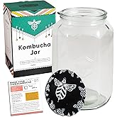Craft A Brew - Kombucha Jar - for Kombucha Fermenting and Home Brewing - Includes Custom Cloth Cover - One Gallon Glass Jar - Proprietary Design
