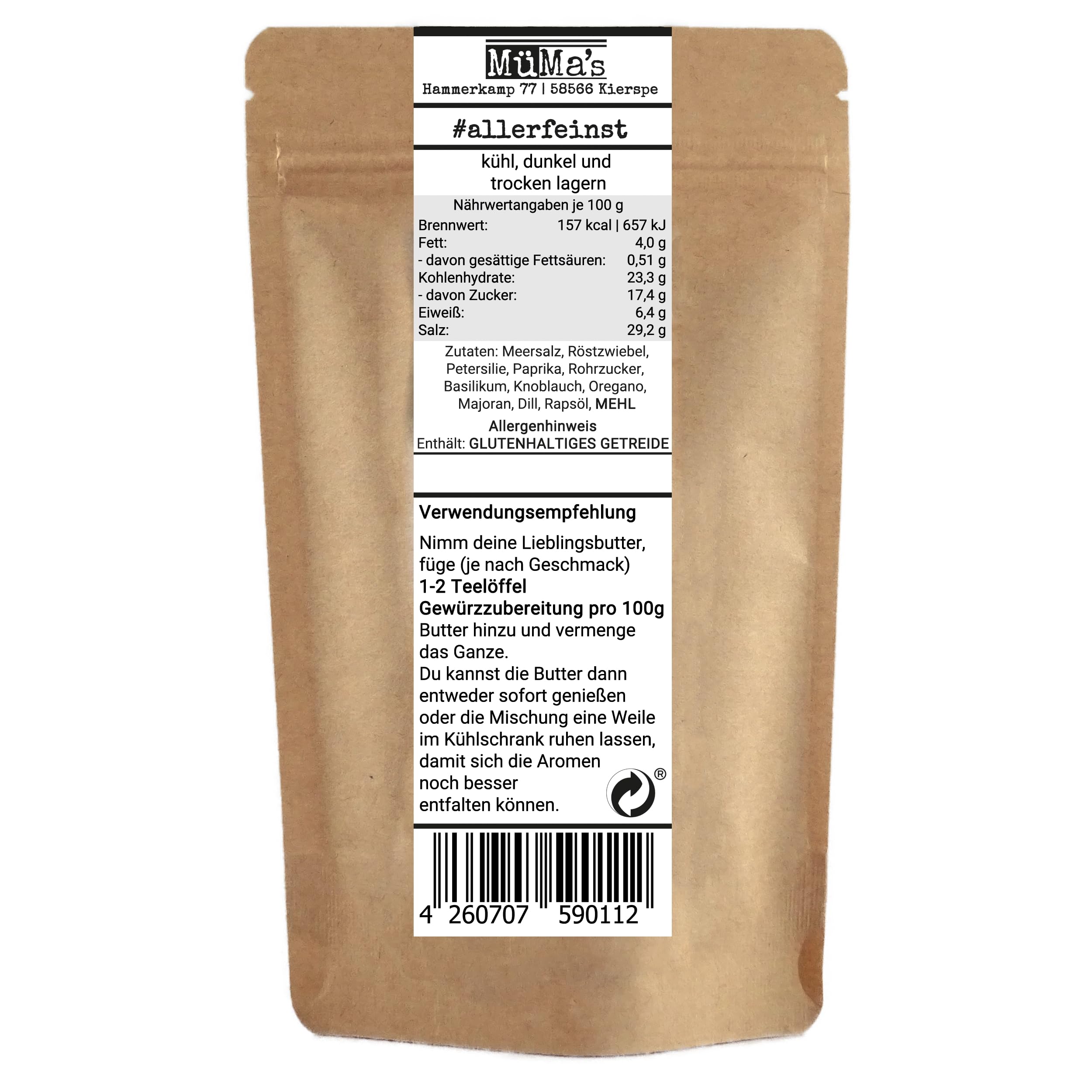 allerFeinst! - Premium Kräuterbutter Gewürz mit Röstzwiebeln - Gewürzzubereitung - für köstliche Kräuter Butter und mehr, 1er Pack (1 x 80g) 2