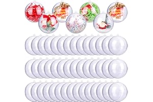 ANVAVO 50 Pieces 80mm Christmas Clear Plastic Fillable Ball Ornaments DIY Craft Transparent Baubles Shatterproof Christmas Tree Hanging Ornaments for Christmas New Years Birthday Wedding Home Decor
