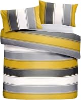 Fusion White Yellow Wide Stripe Duvet Cover Super King 260x220cm view 2