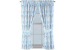 Jay Franco Window Curtains for Kids Bedroom 4-Piece Drape Set with 2 Tiebacks, Blue - Bluey & Bingo, 42" W x 63" L (Pack of 2)