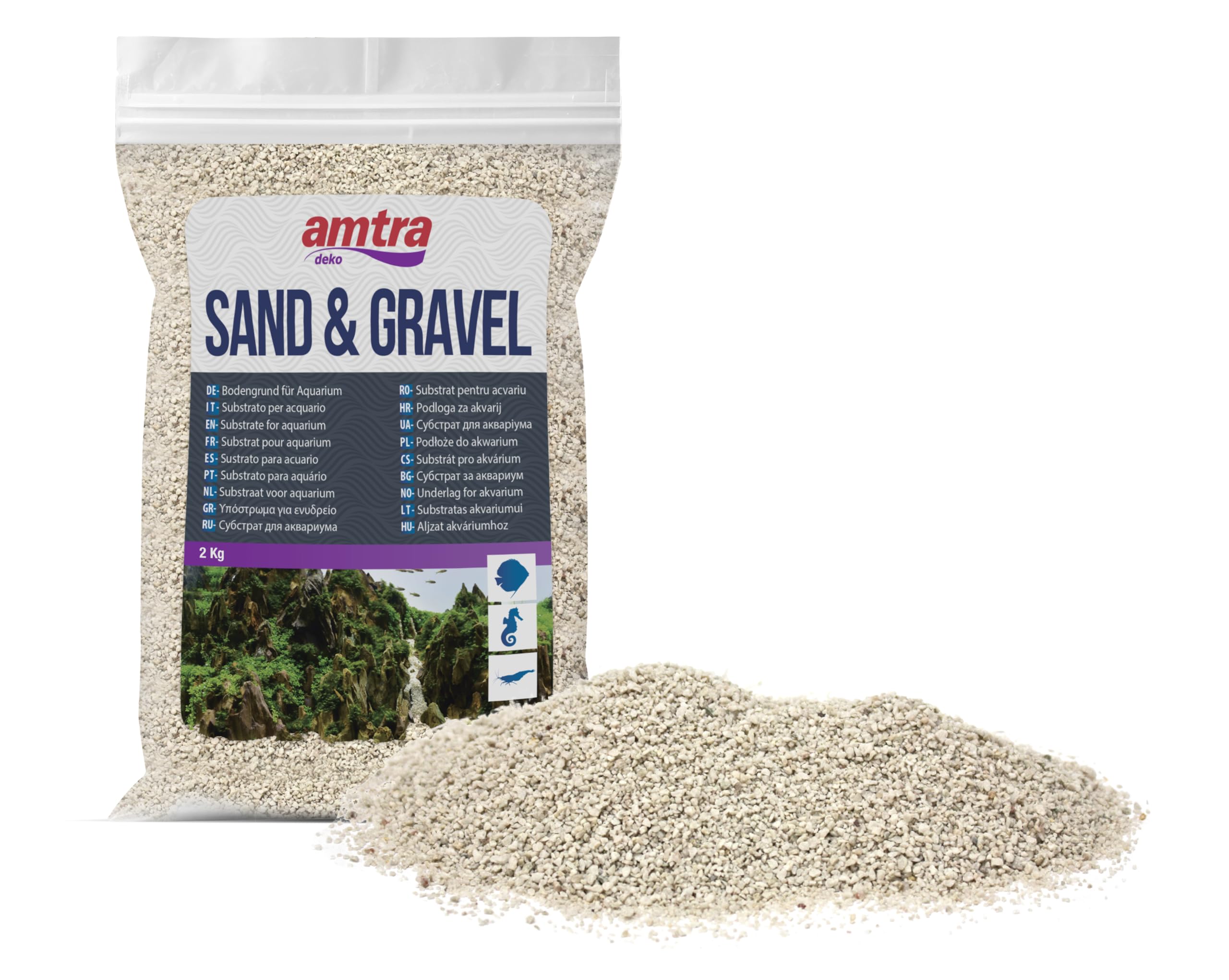 Amtra White Quartz Ivory Fine White Quartz Sand for Freshwater or Saltwater 1-3mm Grains 2kg