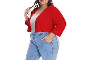 JOELLYUS Plus Size Shrugs for Women Cropped Cardigan Knit Sweaters Open Front Bolero