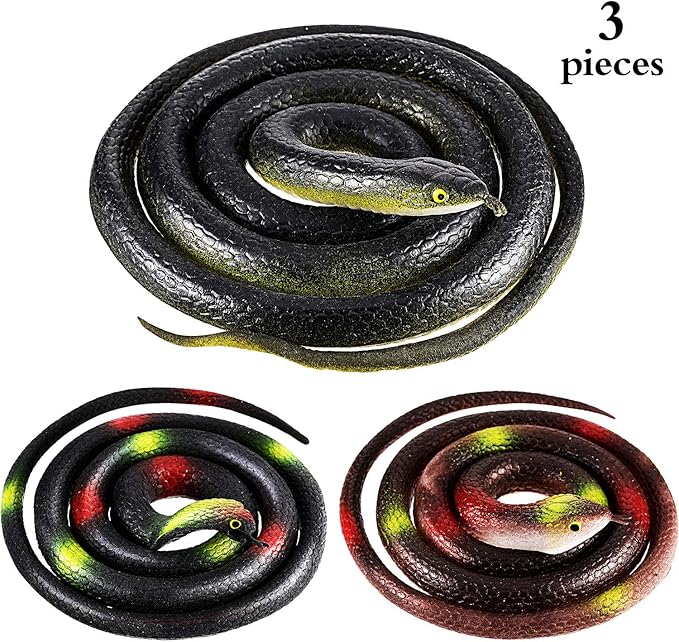 meekoo 3 Pieces Large Realistic Rubber Snakes 47.2 Inches and 31.5