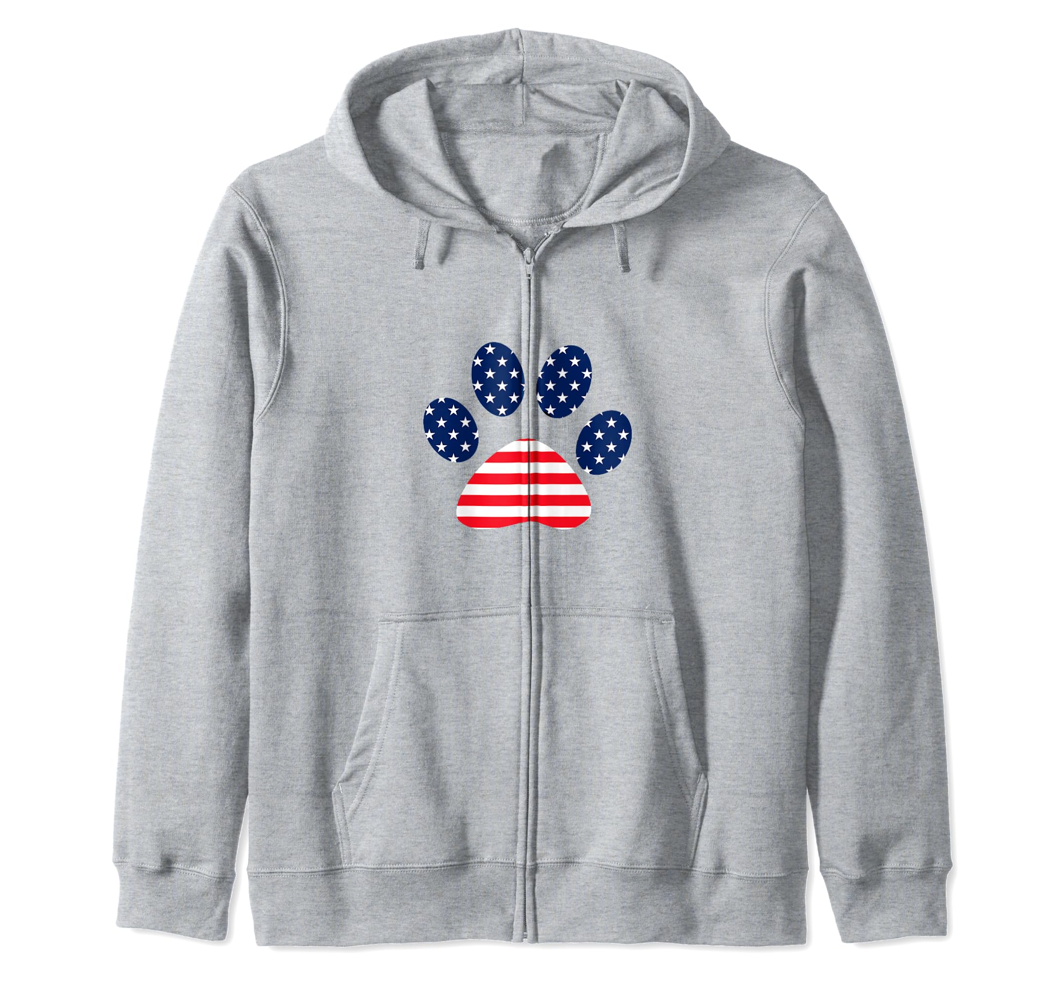 American Flag Dog Paw Animal Pet Fourth Of July 4th Zip Hoodie
