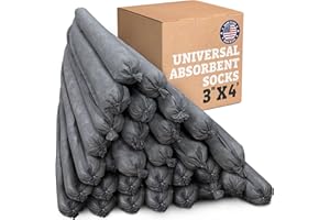 MIN-TECH ENVIRONMENTAL Intermountain Absorbents Universal Absorbent Socks - 3"x4' (30 Pack) 1 Gallon per Sock - Oil Spill Flood Barriers for Home Exterior, Water Socks & Oil Cleanup Absorbers, Garage Flood Barrier