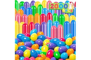 Jumlys 2000 PCS 2.4" Plastic Easter Eggs Bulk, Fillable Colorful Easter Eggs with Hinge, Empty Egg in 8 Colors, Perfect for E