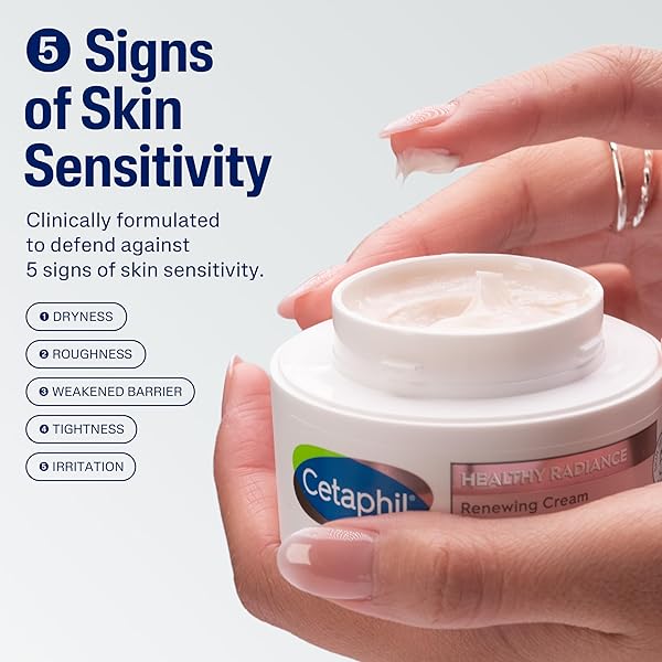 CETAPHIL FACE CREAM, HEALTHY RADIANCE RENEWING CREAM, VISIBLY REDUCES LOOK OF DARK SPOTS, BRIGHTENING LOTION, DESIGNED FOR SENSITIVE SKIN, HYPOALLERGENIC, FRAGRANCE FREE, 1.7OZ