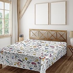 Ambesonne Educational Flat Sheet, Science School