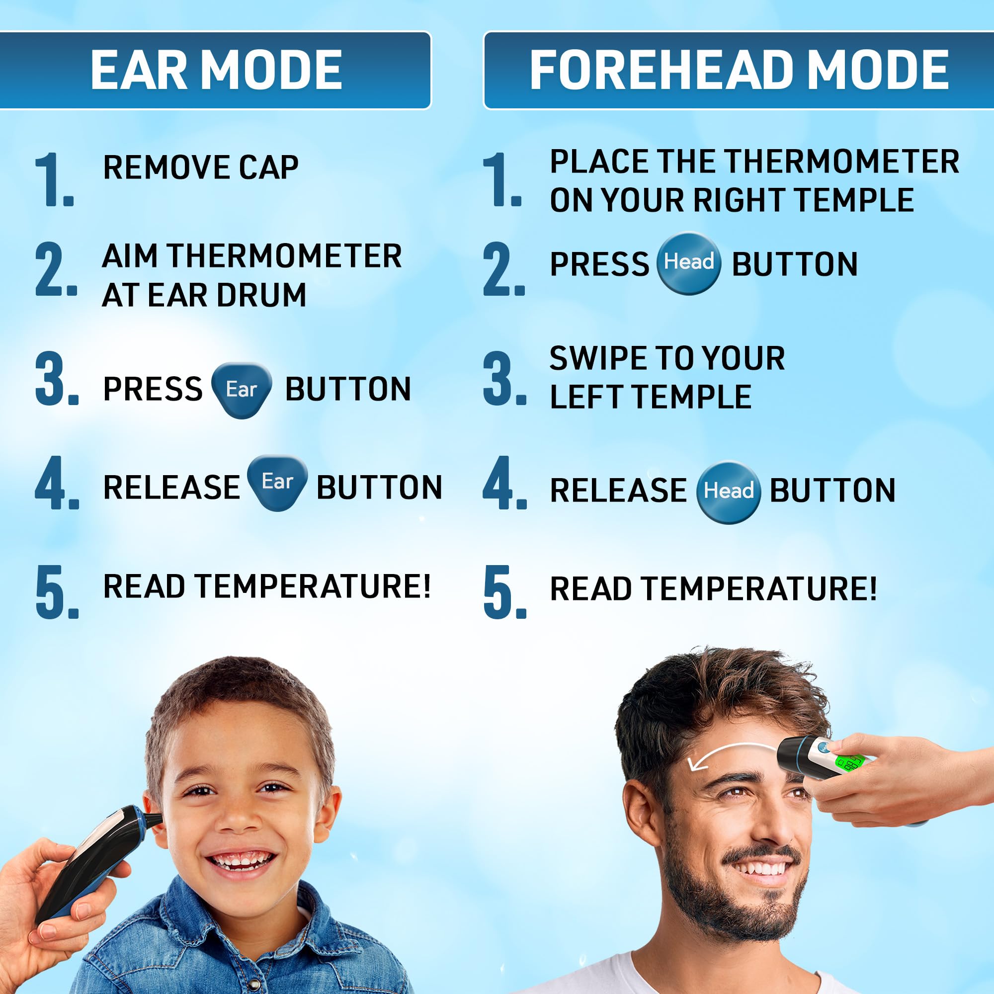 iProven Digital Ear Thermometer for Adults, Kids and Babies |Accurate, Fast & Easy to Use| Ear and Forehead Mode, Fever Detection, 1-Second Reading, 20 Memory, Backlit Display