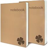 le vent Set of 2 Lined Bound Notebooks A5 &ndash; Each 200 Lay Flat Pages &ndash; 5x8 Hardcover Journal Refills &ndash; Fountain Pen Friendly 100 gsm Paper &ndash; 100% Recycled Notebook