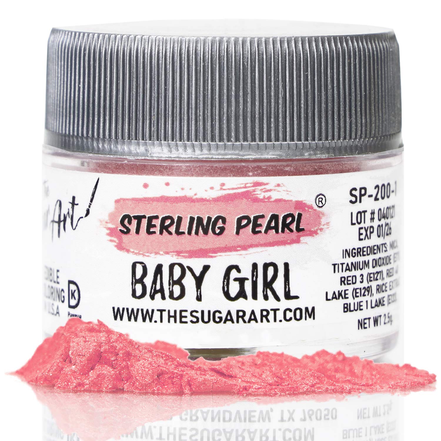 The Sugar Art - Sterling Pearl - Edible Shimmer Powder For Decorating Cakes, Cupcakes, Cake Pops, & More - Dust on Shine & Luster to Sweets - Kosher, Food-Grade Coloring - Baby Girl - 2.5 grams