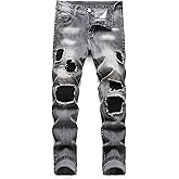 ZEESEN Jeans for Men Stretch Slim Fit Denim Comfort Flex Waist Colored Pants Strechy Regular Fit Tapered Leg