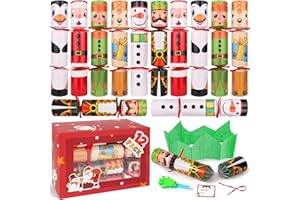 Huyamap 12 Pack Christmas Party Favor Christmas Table Favor with Party Hats Joke Little Gifts Inside for Kids Adults, Xmas Table Decorations Holiday Party Favor Xmas Decor Dinner Traditions Supplies