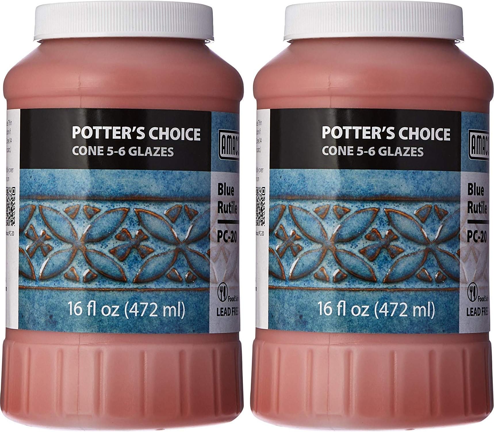 AMACO Potters Choice Glaze, Blue Rutile PC-20, 1 Pint (Тwo Рack)