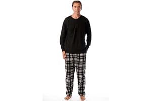 #followme Pajama Set for Men with Thermal Henley Top and Polar Fleece Pants