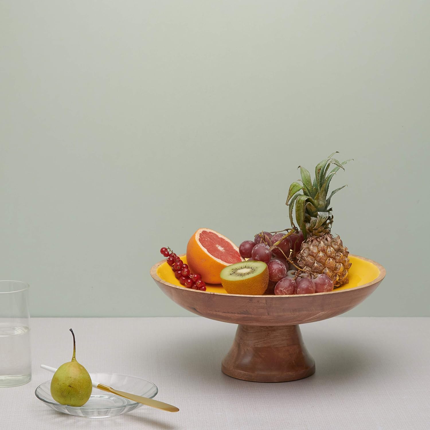 Pedestal Fruit Bowl or Large Wooden Serving Bowl