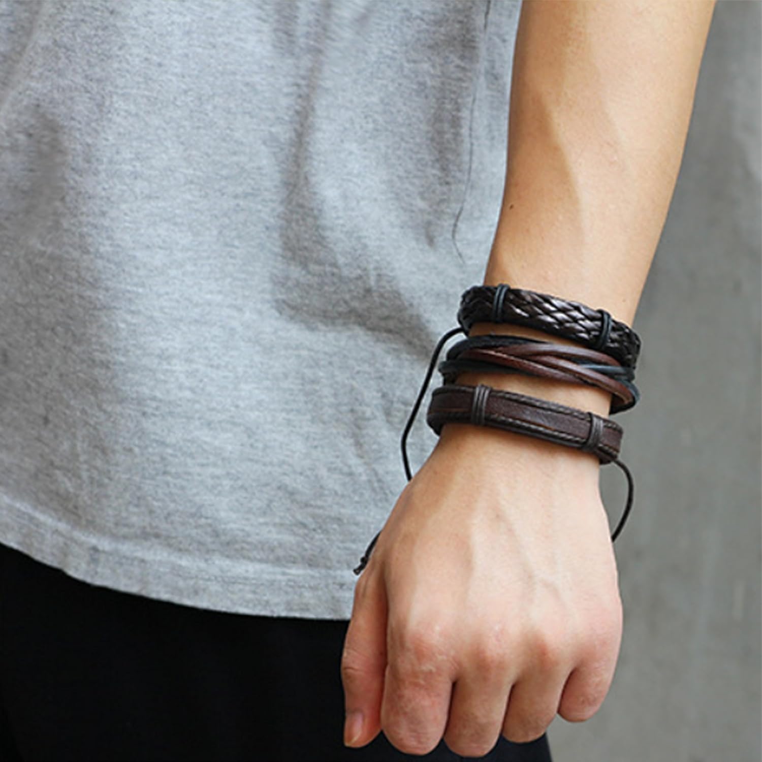 Jstyle 12Pcs Braided Leather Bracelet for Men Women Cuff Wrap Bracelet Wristbands Adjustable: Jewelry