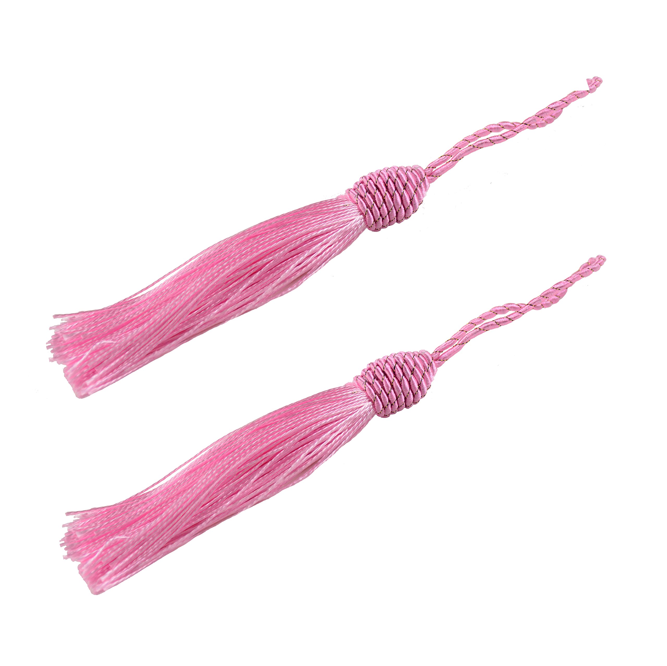 20pcs 15.5cm/6 Inches Silky Floss Bookmark Tassels with 2-Inch Cord Loop and Small Chinese Knot for Jewelry Making, Souvenir, Bookmarks, DIY Craft Accessory (Pink)