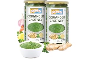 Ashoka Indian Coriander Chutney | Made with Coriander Leaves, Lime & Fresh Garlic | Authentic Indian Recipe Since 1932 | Kosher | Vegan | Medium Spiced | Great for BBQ, Wings, and Salads | Pack of 2