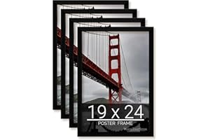 wallsthatspeak 19x24 Black Picture Frame for Puzzles Posters Photos or Artwork, Set of 4
