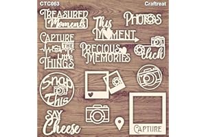 CrafTreat Décorations en aggloméré découpé au laser pour la fabrication de cartes et le scrapbooking – Cliquez sur les photos