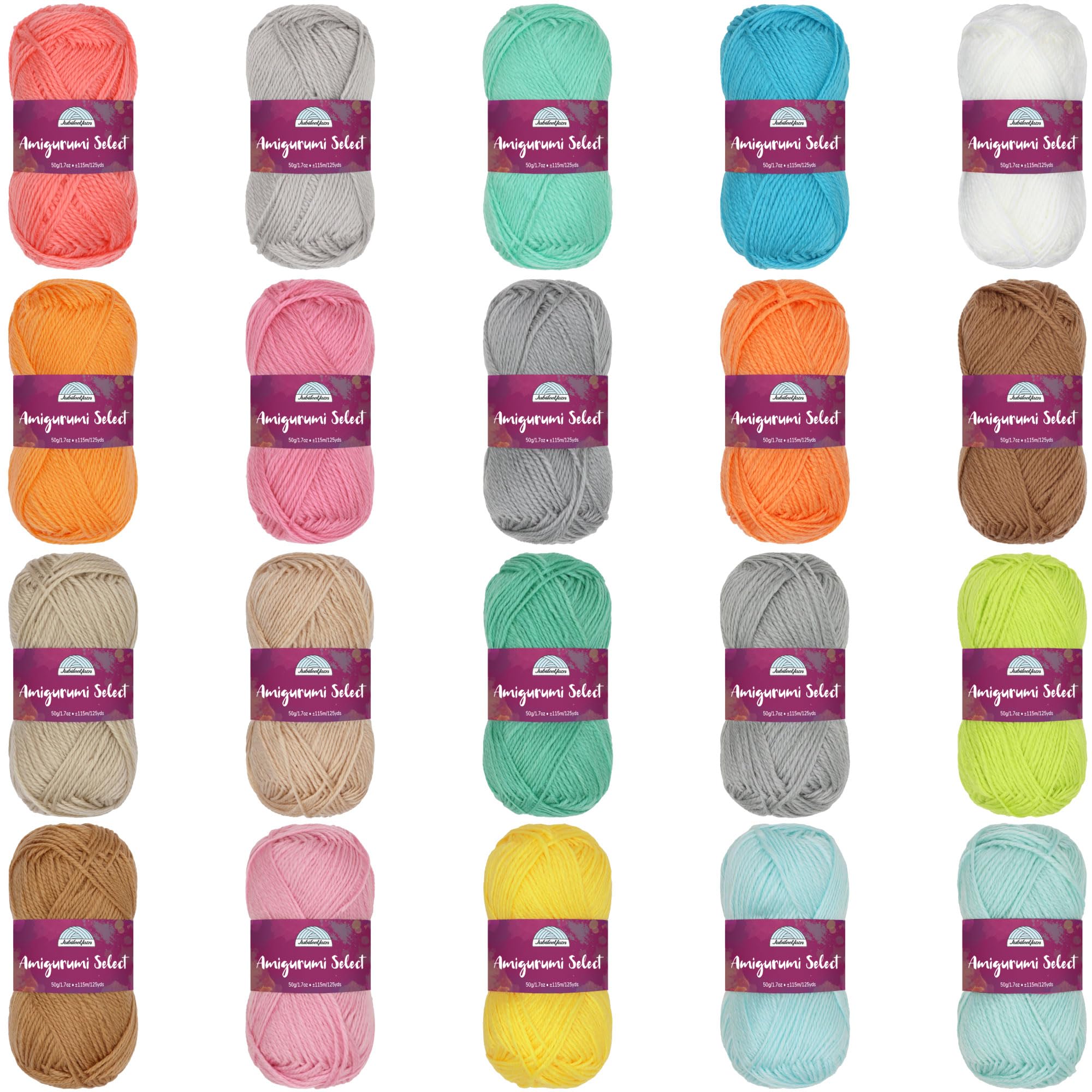 JubileeYarn Amigurumi Select Yarn - Baby Weight Acrylic - Lighter Colours - 20 Skeins