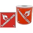 KOVOT - 500 Labels - 4"x4" Flammable Liquid DOT (Class 3) Hazardous Materials Warning Labels 500 Dangerous Goods Labels on Roll D.O.T. Adhesive Stickers