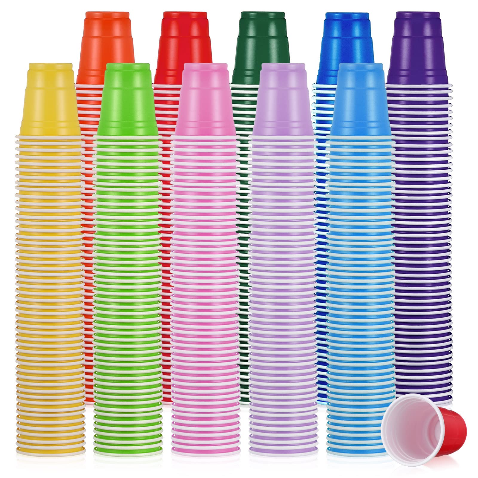 Photo 1 of 1000 Packs Plastic Shot Glasses 2oz/ 60ml Disposable Shot Glasses Bulk Assorted Party Cup for Kids Birthday Wedding Restaurant Kitchen BBQ Picnic Camping Daily Life,10 Color
