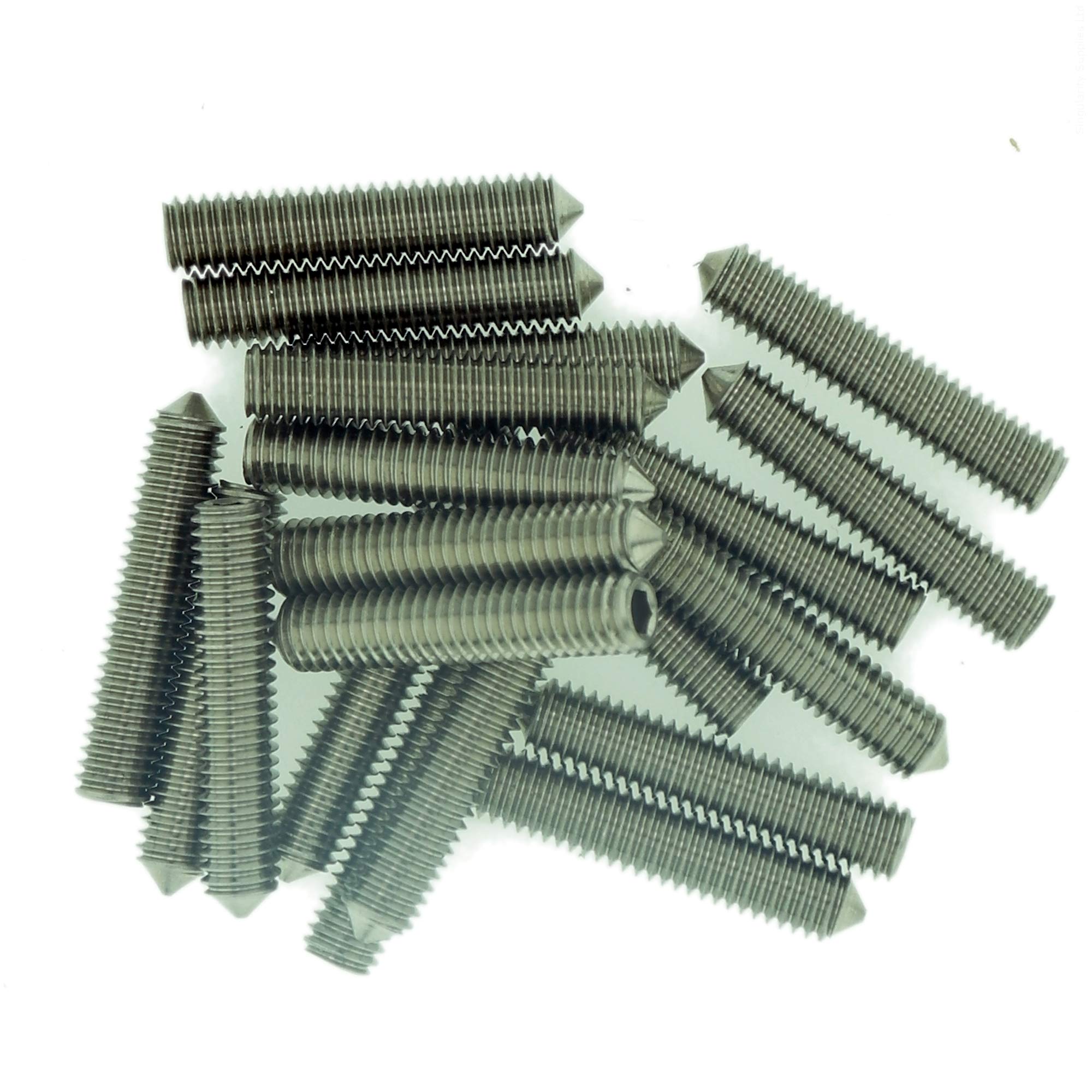 M4 (4mm x 12mm) Hex Socket Grub Screw (Cone Point) - Stainless Steel (A2) (Pack of 20)