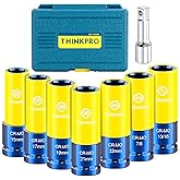 Thinkpro Impact Lug Nut Socket,8 Pieces Thin Wall Impact Sockets | Non-Marring Impact Socket Set,1/2 Deep Wheel Protector Metric 15 17 19 21 22 MM &amp; SAE 13/16 7/8 in.Cr-Mo Steel