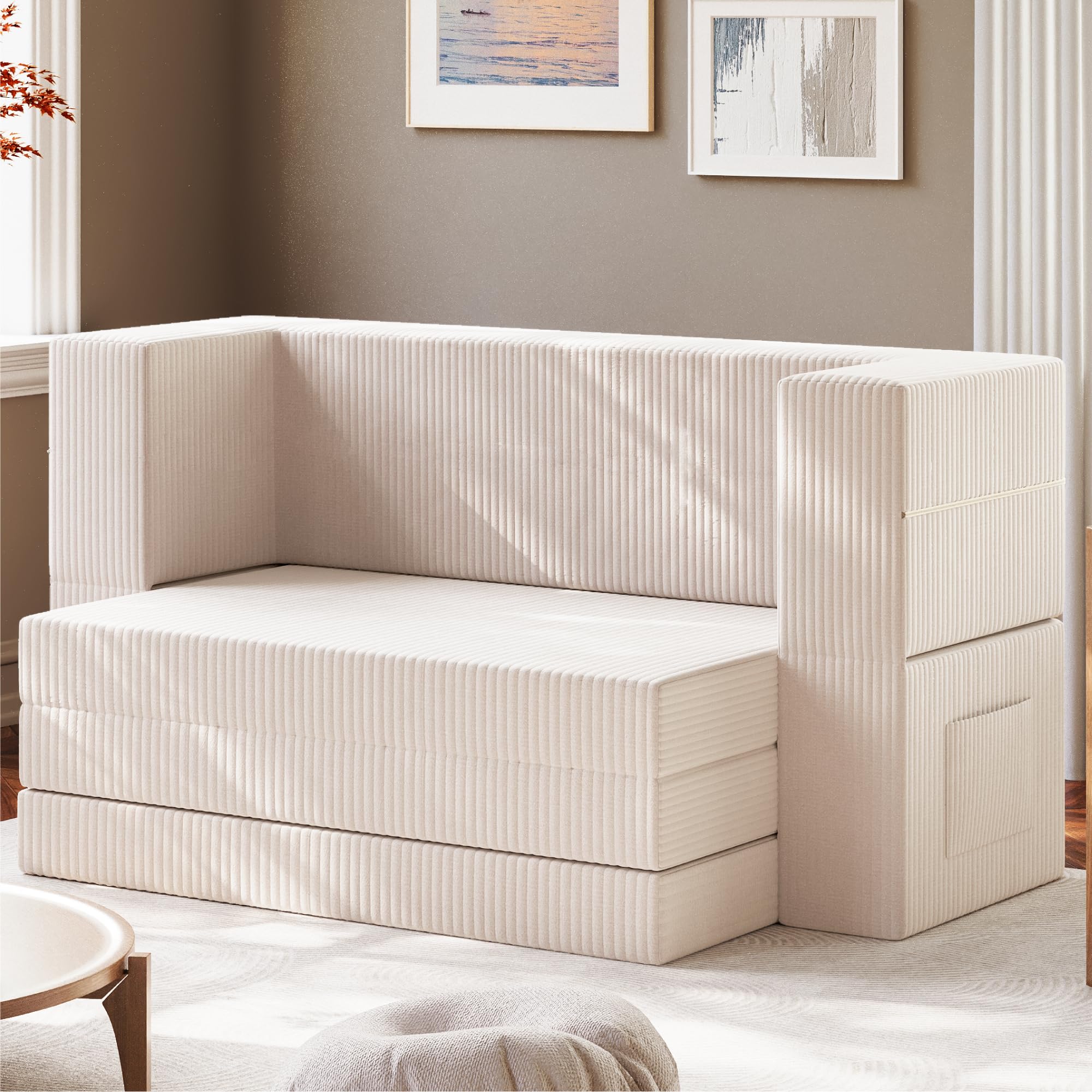 LIKIMIO Folding Sofa Bed, 3-in-1 Convertible