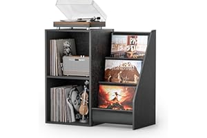 BIKONEY Record Player Stand,Turntable Stand with Vinyl Record Storage,Record Player Table with Vinyl Display Holder Shelf,Record Player Cabinet with 220 Albums Organizer,Media Console Cabinet for Stereo Audio