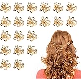 20 Pack Small Gold Flower Hair Clips for Women Girls, Tiny Metal Claw Clips with Sparkling Floral Design, Nonslip Bangs Accessories, Cute Floral Hair Decorations, Mini Christmas Holiday Gift Set