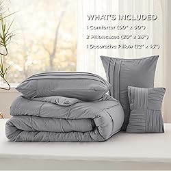 Bedsure Queen Comforter Set - 4 Pieces Pinch Pleat