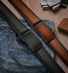 KEMISANT Men Belt 2 Pack, Leather Ratchet Belt Easy