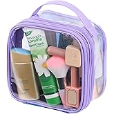 BORMELUN TSA clear toiletry bag airport approved see through pvc plastic pouch transparent makeup carry on with handle(purple)